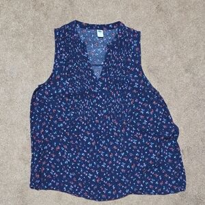 Old Navy Navy Blue Floral Blouse